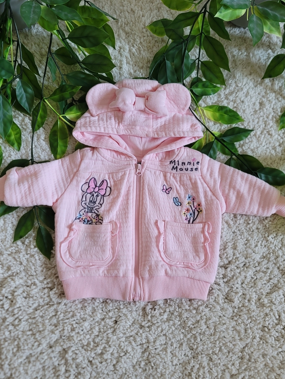Baby Girl Minnie Mouse Zipper Hoodie (Newborn)